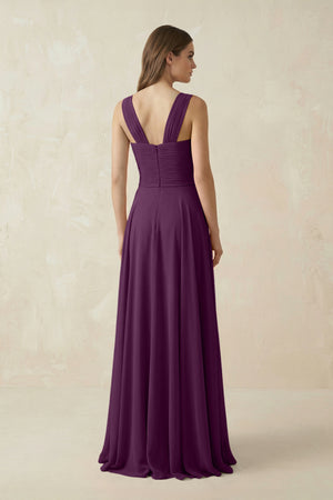 Fig Sweetheart Pleated A-Line Chiffon Bridesmaid Dress (2) | KISSBRIDAL