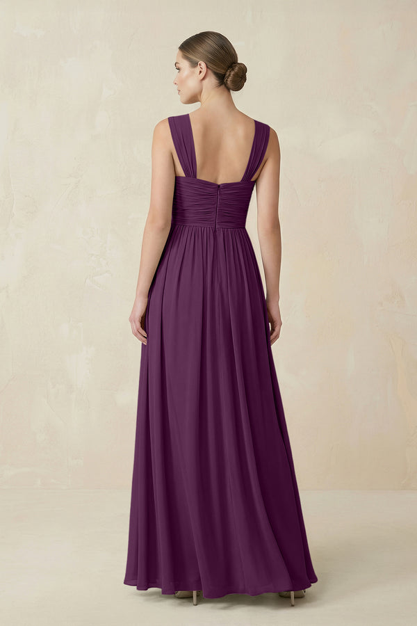 Fig Sweetheart Pleated Chiffon A-Line Bridesmaid Dress (2) | KISSBRIDAL