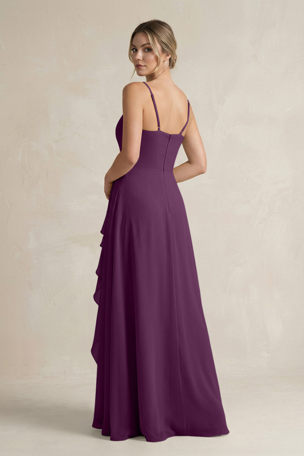 Sweetheart Ruffled A-Line Chiffon Bridesmaid Dress with Slit in Fig