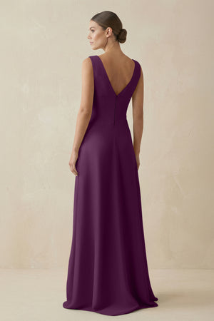 Fig V-Neck A-Line Chiffon Ruffled Bridesmaid Dress (2) | KISSBRIDAL