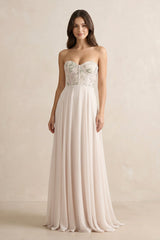 Floral Sweetheart Corset A - Line Chiffon Bridesmaid Dress - KISS BRIDAL Bridesmaid Dresses