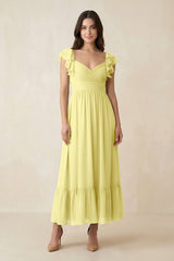 Flutter Sleeve Sweetheart A - Line Chiffon Bridesmaid Dress in Buttercup - KISS BRIDAL Bridesmaid Dresses
