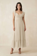 Flutter Sleeve Sweetheart A - Line Chiffon Bridesmaid Dress in Champagne - SHE IS ME Bridesmaid Dresses