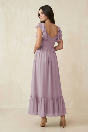 Flutter Sleeve Sweetheart A - Line Chiffon Bridesmaid Dress in Dusk - SHE IS ME Bridesmaid Dresses
