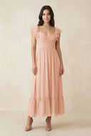 Flutter Sleeve Sweetheart A - Line Chiffon Bridesmaid Dress in English Rose - SHE IS ME Bridesmaid Dresses