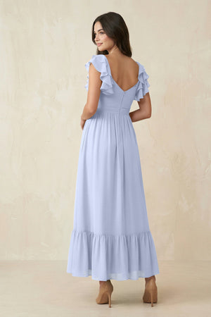 Flutter Sleeve Sweetheart A - Line Chiffon Bridesmaid Dress in Ice - SHE IS ME Bridesmaid Dresses