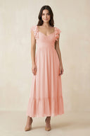 Flutter Sleeve Sweetheart A - Line Chiffon Bridesmaid Dress in Rose Petal - SHE IS ME Bridesmaid Dresses