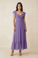 Flutter Sleeve Sweetheart A - Line Chiffon Bridesmaid Dress in Tahiti - SHE IS ME Bridesmaid Dresses