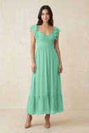 Flutter Sleeve Sweetheart A - Line Chiffon Bridesmaid Dress in Turquoise - SHE IS ME Bridesmaid Dresses