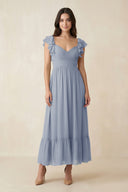 Flutter Sleeve Sweetheart A - Line Chiffon Bridesmaid Dress in Twilight - SHE IS ME Bridesmaid Dresses