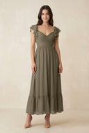 Flutter Sleeve Sweetheart A - Line Chiffon Bridesmaid Dress in Willow Green - SHE IS ME Bridesmaid Dresses