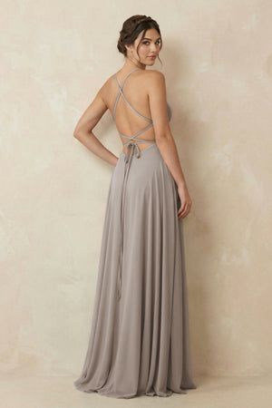 Frost A-Line Chiffon Bridesmaid Dress With Slit (2) | KISSBRIDAL