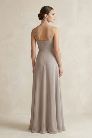 Frost A-Line Chiffon Spaghetti Strap Bridesmaid Dress (2) | KISSBRIDAL