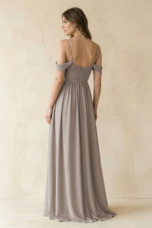 Frost A-Line Off-the-Shoulder Pleated Chiffon Bridesmaid Dress (2) | KISSBRIDAL