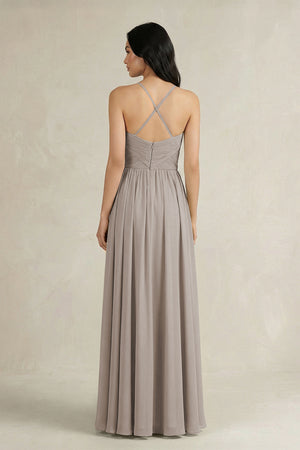 Frost A-Line Pleated Spaghetti Strap Chiffon Bridesmaid Dress (2) | KISSBRIDAL