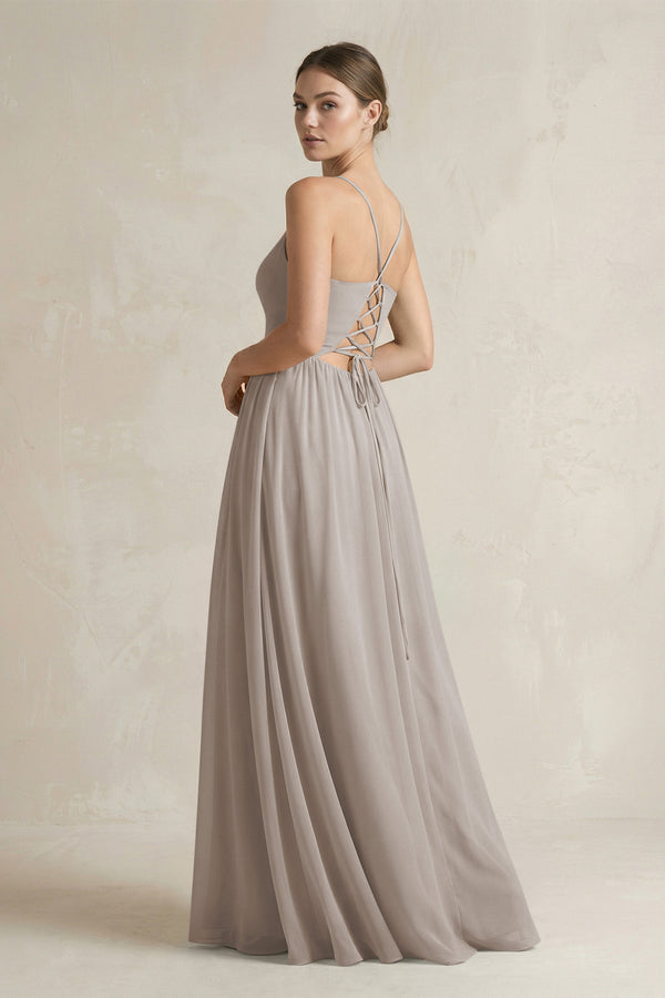 Frost A-Line Spaghetti Strap Chiffon Bridesmaid Dress (2) | KISSBRIDAL