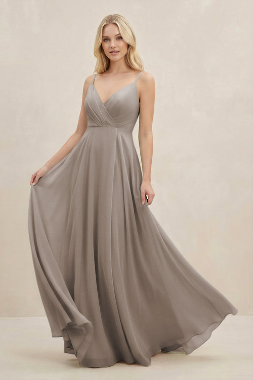 Frost A-Line Spaghetti Strap Chiffon Bridesmaid Dress | KISSBRIDAL