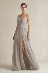 Frost A-Line Spaghetti Strap Chiffon Bridesmaid Dress | KISSBRIDAL