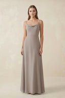 Frost Cami Strap A-Line Chiffon Bridesmaid Dress | KISSBRIDAL