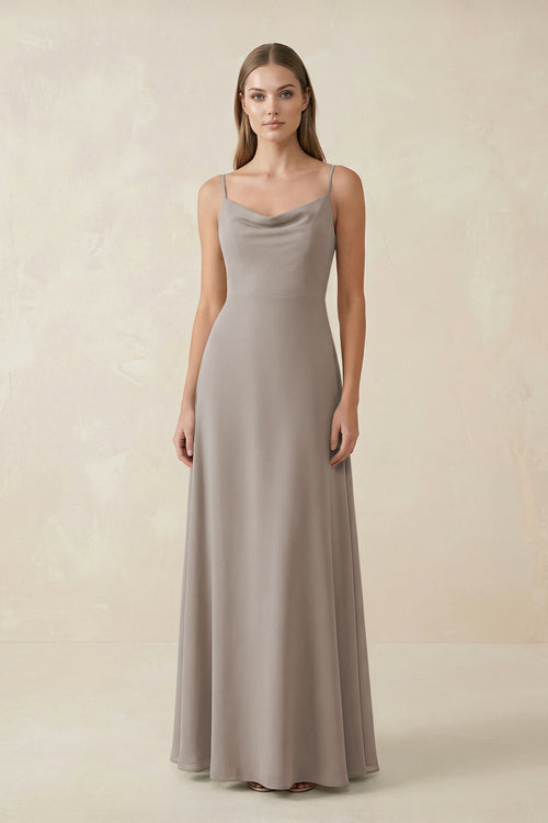 Frost Cami Strap A-Line Chiffon Bridesmaid Dress | KISSBRIDAL