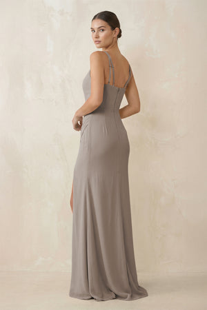 Frost Cami Strap Chiffon Sheath Bridesmaid Gown (2) | KISSBRIDAL