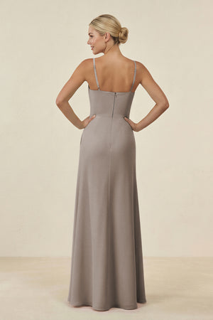 Frost Cami Strap Chiffon Sheath Bridesmaid Gown (2) | KISSBRIDAL