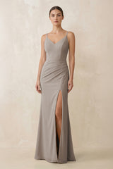 Frost Cami Strap Chiffon Sheath Bridesmaid Gown | KISSBRIDAL