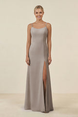 Frost Cami Strap Chiffon Sheath Bridesmaid Gown | KISSBRIDAL