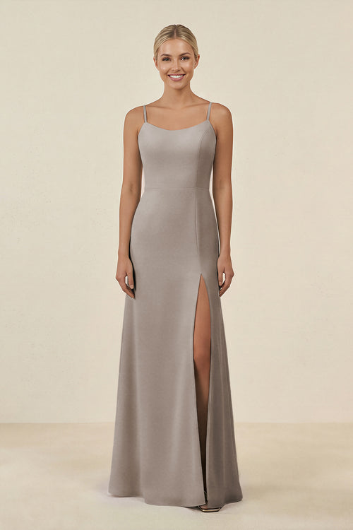 Frost Cami Strap Chiffon Sheath Bridesmaid Gown | KISSBRIDAL