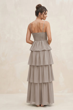 Frost Cami Strap Tiered A-Line Chiffon Bridesmaid Dress (2) | KISSBRIDAL