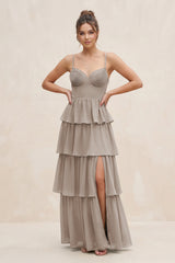 Frost Cami Strap Tiered A-Line Chiffon Bridesmaid Dress | KISSBRIDAL