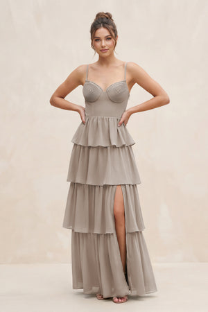 Frost Cami Strap Tiered A-Line Chiffon Bridesmaid Dress | KISSBRIDAL