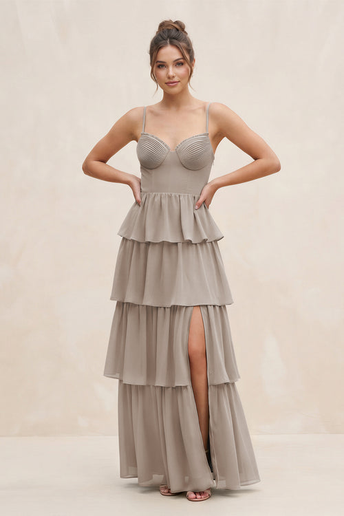 Frost Cami Strap Tiered A-Line Chiffon Bridesmaid Dress | KISSBRIDAL