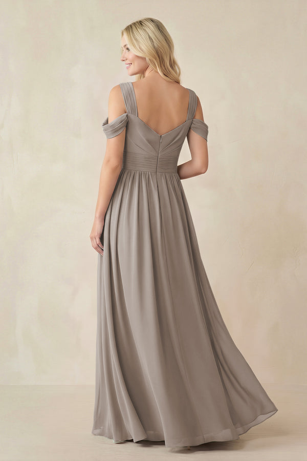 Frost Chiffon A-Line Bridesmaid Dress with Slit (2) | KISSBRIDAL