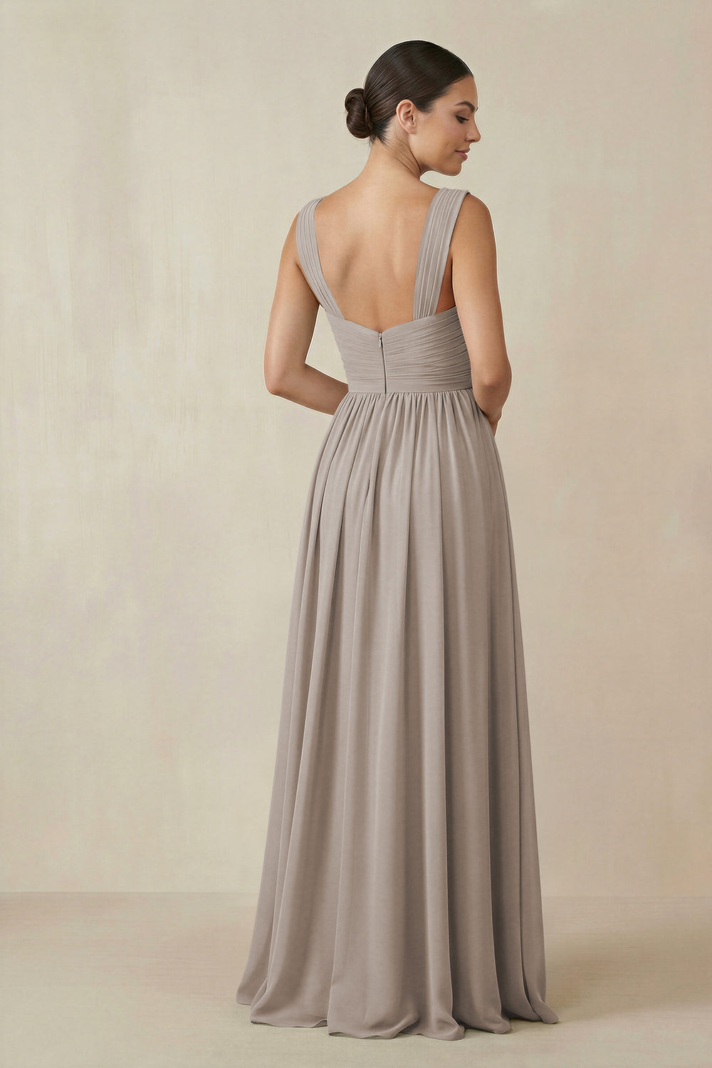 Chiffon A-Line Pleated Bridesmaid Dress in Frost