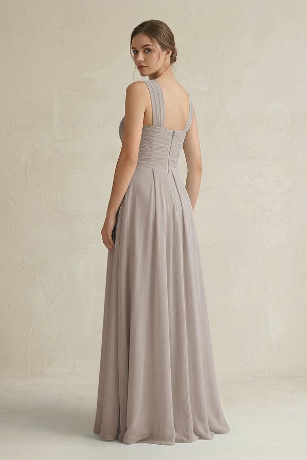 Frost Cross Halter Chiffon A-Line Pleated Bridesmaid Dress (2) | KISSBRIDAL