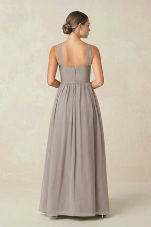 Frost Cross Halter Neck Chiffon A-Line Bridesmaid Dress With Slit (2) | KISSBRIDAL