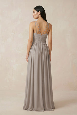 Frost Halter Neck A-Line Chiffon Bridesmaid Dress (2) | KISSBRIDAL