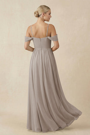 Frost Off-the-Shoulder Sweetheart A-Line Chiffon Bridesmaid Dress (2) | KISSBRIDAL