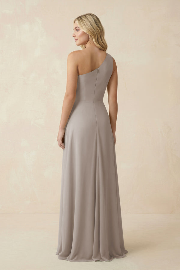 Frost One-Shoulder Ruched A-Line Chiffon Bridesmaid Dress (2) | KISSBRIDAL