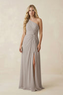 Frost One-Shoulder Ruched A-Line Chiffon Bridesmaid Dress | KISSBRIDAL