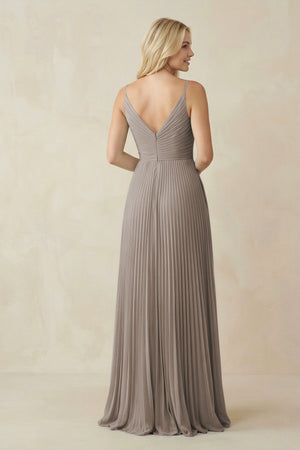 Frost Pleated V-Neck A-Line Chiffon Bridesmaid Dress (2) | KISSBRIDAL