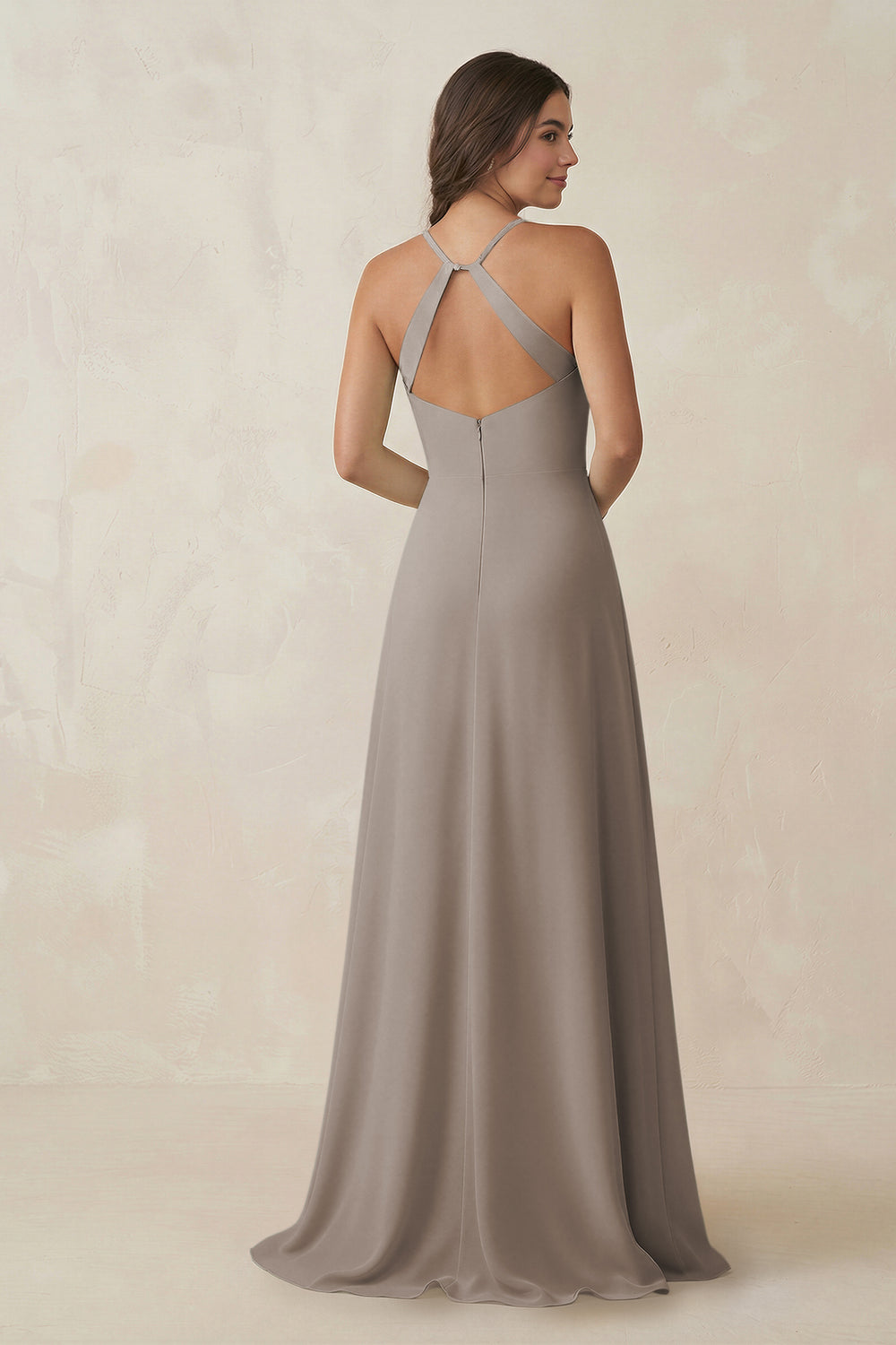 Ruched Sheath Chiffon Bridesmaid Dress in Frost