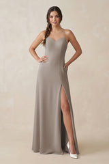 Frost Ruched Sheath Chiffon Bridesmaid Dress | KISSBRIDAL