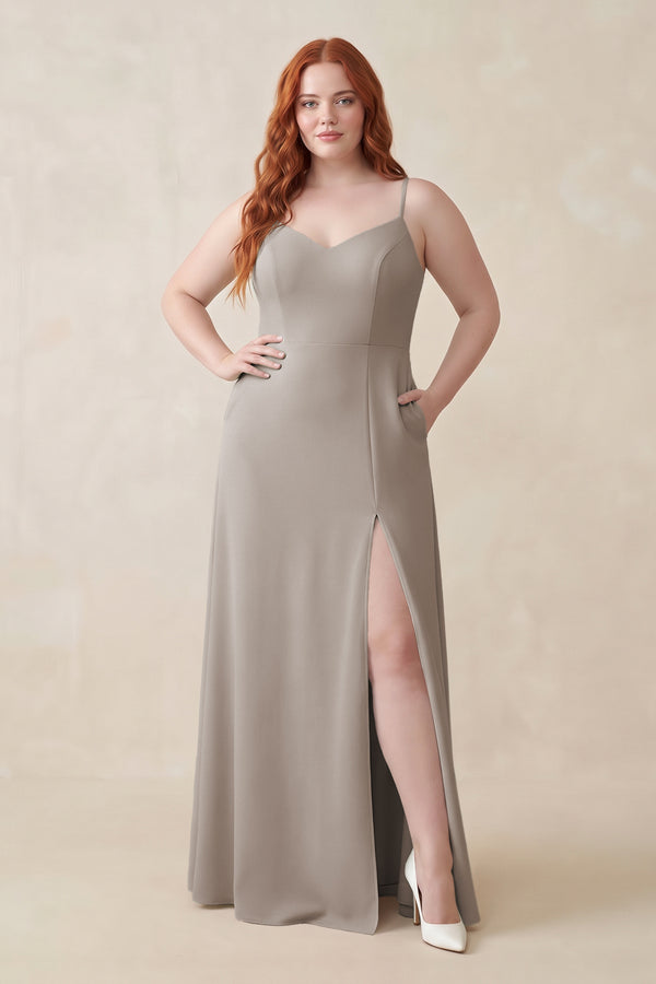 Frost Ruched Sheath Chiffon Bridesmaid Dress [sizeplus] | KISSBRIDAL