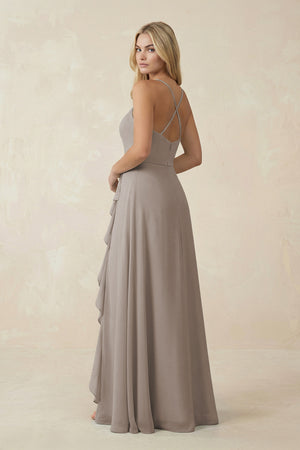 Frost Ruffled Hem A-Line Chiffon Bridesmaid Dress (2) | KISSBRIDAL