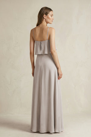 Frost Ruffled Spaghetti Strap A-Line Chiffon Bridesmaid Dress in Frost (2) | KISSBRIDAL