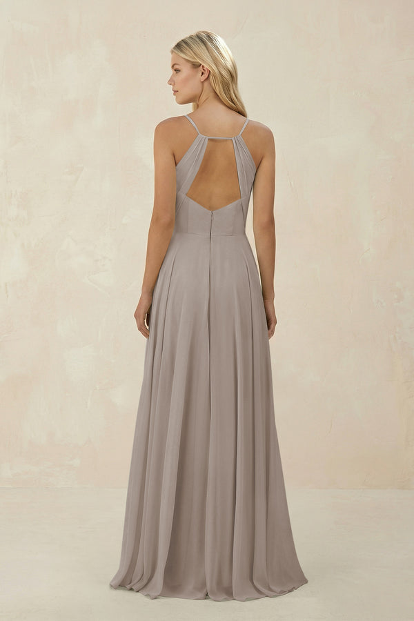 Frost Spaghetti Strap A-Line Chiffon Bridesmaid Dress (2) | KISSBRIDAL