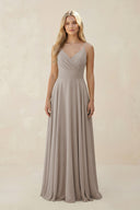 Frost Spaghetti Strap A-Line Chiffon Bridesmaid Dress | KISSBRIDAL