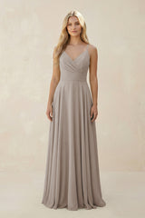 Frost Spaghetti Strap A-Line Chiffon Bridesmaid Dress | KISSBRIDAL